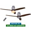 Ventilador De Techo Con Luz Casafan 93132311 Aerodynamix Eco 132 Ch Nuez/ Cromo Brillante