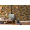 Papel Pintado Livingwalls Hojas Tropicales Amarillo Ocre, Azul Y Beige - As-378602 -