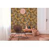 Papel Pintado Livingwalls Hojas Tropicales Amarillo Ocre, Azul Y Beige - As-378602 -