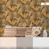 Papel Pintado Livingwalls Hojas Tropicales Amarillo Ocre, Azul Y Beige - As-378602 -