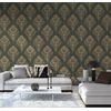 Papel Pintado Livingwalls Barroco Verde Oscuro Y Oro - As-379012 - 53 Cm X 10,05 M