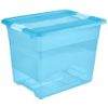 Cubo De Almacenaje Con Tapa, Plástico, Azul Transparente, 24 L