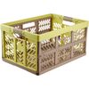 Keepper 4x Cajas Plegables Robustas, Mangos Suaves, 54x37x28cm, 45l, Ben, Verde/marrón