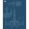 Sanders & Sanders Póster Decorativo Star Wars Blueprint X-wing Azul Oscuro