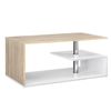 Mesa De Centro Haarlem Con Estante Aglomerado 90 X 50 X 41 Cm - Blanco Y Efecto Roble [en.casa]