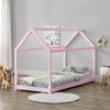 Cama Infantil Netstal De Madera Pino Forma De Casa - (lxanxa) 206x98x142 Cm - Rosa Lacado Mate [en.casa]