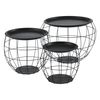 Mesa De Centro Neman Con Bandeja Extraíble Set De 3 Metal - Negro [en.casa]