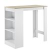 [en.casa]® Mesa De Bar De Bistro Elegante - 110 X 50 X 103 Cm - Mesa Alta Cocina - Barra Integrada Para Bebidas - 3 Estantes - Blanco Y Efecto Roble