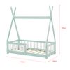 [en.casa]® Cama Para Niños Pequeños - Cama Infantil - 140x70cm - Estructura Tipi De Madera Pino - Con Reja De Seguridad - Color Verde Menta