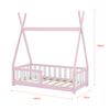 [en.casa]® Cama Para Niños Pequeños - Cama Infantil - 140x70cm - Estructura Tipi De Madera Pino - Con Reja De Seguridad - Color Rosa