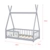 [en.casa]® Cama Para Niños Pequeños - Cama Infantil - 140x70cm - Estructura Tipi De Madera Pino - Con Reja De Seguridad - Gris Claro