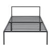 Cama Simple Imatra De Metal Con Somier - Minimalista - 90 X 200 Cm - Negro Mate [en.casa]