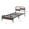 Cama Simple De Metal Aarau Con Somier 90 X 200 Cm Negro Mate Y Efecto Nogal [en.casa]