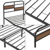 Cama Simple De Metal Aarau Con Somier 90 X 200 Cm Negro Mate Y Efecto Nogal [en.casa]