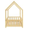 Cama Para Niños De Madera Pino - 80 X 160 Cm - Cama Infantil Con Reja Protectora - Forma De Casa - Casita - Pino Natural [en.casa]®