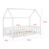 Cama Para Niños De Madera Pino - 80 X 160 Cm - Cama Infantil Con Reja Protectora - Forma De Casa - Casita - Blanco Mate Lacado [en.casa]®