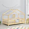 Cama Para Niños De Madera Pino - 70 X 140 Cm - Cama Infantil Con Reja Protectora - Casita - Forma De Casa - Pino Natural [en.casa]®