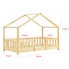 Cama Para Niños De Madera Pino - 70 X 140 Cm - Cama Infantil Con Reja Protectora - Casita - Forma De Casa - Pino Natural [en.casa]®