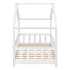 Cama Para Niños De Madera Pino - 70 X 140 Cm - Cama Infantil Con Reja Protectora - Casita - Forma De Casa - Blanco Mate Lacado [en.casa]®