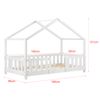 Cama Para Niños De Madera Pino - 80 X 160 Cm - Cama Infantil Con Reja Protectora - Casita - Forma De Casa - Blanco Mate Lacado [en.casa]®