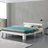 Cama Doble Nivala Con Somier Capacidad De Carga 200 Kg Pino 180 X 200 Cm - Blanco Mate [en.casa]