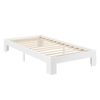 Cama De Pino Raisio - 90 X 200 Cm - Cama Simple - Cama Individual - Con Somier - Capacidad De Carga 100 Kg - Blanco Lacado Mate [en.casa]®