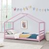 Cama Para Niños Vardø Con Somier - Forma De Casa - Pino 90 X 200 Cm - Rosa Lacado Mate [en.casa]