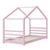 Cama Para Niños Vardø Con Somier - Forma De Casa - Pino 90 X 200 Cm - Rosa Lacado Mate [en.casa]