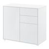 Cómoda - Armario - 74 X 79 X 36 Cm - Con 2 Cajones Y 2 Puertas - Organizador De Oficina - Sideboard - Cajonera Multiusos - Mueble Auxiliar - Sin Mango - Blanco Alto Brillo [en.casa]®