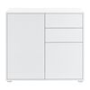 Cómoda - Armario - 74 X 79 X 36 Cm - Con 2 Cajones Y 2 Puertas - Organizador De Oficina - Sideboard - Cajonera Multiusos - Mueble Auxiliar - Sin Mango - Blanco Alto Brillo [en.casa]®