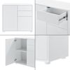 Cómoda - Armario - 74 X 79 X 36 Cm - Con 2 Cajones Y 2 Puertas - Organizador De Oficina - Sideboard - Cajonera Multiusos - Mueble Auxiliar - Sin Mango - Blanco Alto Brillo [en.casa]®