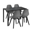 [en.casa]® Mesa De Comedor Minimalista - Negro - 105cm X 60cm X 75cm - Para 4 Personas - Set De 4 X Sillas De Diseño - 83cm X 54cm X 48cm - Gris - Juego De Comedor