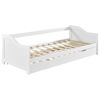 [en.casa]® Sofá Cama Con 2x Colchón - Pino - 205x190,5x66cm - Cama Extraíble - Canapé - Pino - Blanco