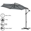 Sombrilla Colgante - Parasol Excéntrico Para Balcón Terraza Jardín - Diámetro Pantalla 270 Cm - Protector - Ajustable - Mástil De Acero Con Manivela - Gris [casa.pro]®