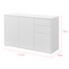 Cómoda - Armario - 74 X 117 X 36 Cm - Con 2 Cajones Y 3 Puertas - Organizador De Oficina - Sideboard - Cajonera Multiusos - Mueble Auxiliar - Sin Mango - Blanco Mate [en.casa]®