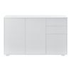 Cómoda - Armario - 74 X 117 X 36 Cm - Con 2 Cajones Y 3 Puertas - Organizador De Oficina - Sideboard - Cajonera Multiusos - Mueble Auxiliar - Sin Mango - Blanco Mate [en.casa]®