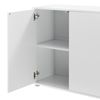 Cómoda - Armario - 74 X 117 X 36 Cm - Con 2 Cajones Y 3 Puertas - Organizador De Oficina - Sideboard - Cajonera Multiusos - Mueble Auxiliar - Sin Mango - Blanco Mate [en.casa]®