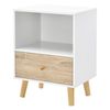 Mesa De Noche Con Cajón Y Con Compartimiento Sundsvall - 54 X 40 X 30 Cm - Mesita De Noche - Mesilla - Mesa De Café - Auxiliar - Armario Para Almacenar - Blanco Y Efecto Madera [en.casa]®