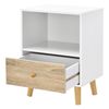 Mesa De Noche Con Cajón Y Con Compartimiento Sundsvall - 54 X 40 X 30 Cm - Mesita De Noche - Mesilla - Mesa De Café - Auxiliar - Armario Para Almacenar - Blanco Y Efecto Madera [en.casa]®