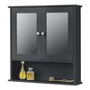 Mueble De Pared Para Baño Linz - 58 X 56 X 13 Cm - Armario Colgante - Con 2 Puertas Con Espejo Y Un Estante Inferior - Auxiliar De Baño - Mdf - Gris Oscuro [en.casa]®