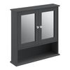 Mueble De Pared Para Baño Linz - 58 X 56 X 13 Cm - Armario Colgante - Con 2 Puertas Con Espejo Y Un Estante Inferior - Auxiliar De Baño - Mdf - Gris Oscuro [en.casa]®