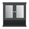 Mueble De Pared Para Baño Linz - 58 X 56 X 13 Cm - Armario Colgante - Con 2 Puertas Con Espejo Y Un Estante Inferior - Auxiliar De Baño - Mdf - Gris Oscuro [en.casa]®