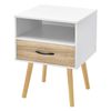 Mesa De Noche Gävle Con Cajón Aglomerado/madera 57 X 42 X 40 Cm - Blanco Y Efecto Roble [en.casa]