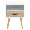 Mesa De Noche Gävle Con Cajón Aglomerado/madera 57 X 42 X 40 Cm - Blanco Y Efecto Roble [en.casa]