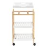 Carro De Servicio Lugano - 75 X 46 X 35 Cm - Carro De Catering Para Cocina - Carretilla Para Servir - 3 Estantes - Bandeja Extraíble - Almacenamiento Con Ruedas - Blanco Madera Y Negro [en.casa]®