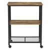 Carro De Servicio Freiburg - 76,5 X 60 X 40 Cm - Carro De Catering Para Cocina - Carretilla Para Servir - 3 Estantes - Almacenamiento Con Ruedas Desmontables - Negro Y Madera Oscura [en.casa]®