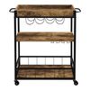 Carro De Servicio Thalwil - 89,5 X 67 X 40 Cm - Carro De Catering Para Cocina - Carretilla Para Servir - 3 Estantes - Almacenamiento Con Ruedas - Bandeja Extraíble - Madera Oscura Y Negro [en.casa]®