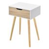 Mesa De Centro Östersund Con Cajón Aglomerado 60 X 40 X 29,5 Cm - Blanco Y Roble [en.casa]