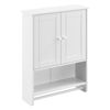 Mueble De Pared Para Baño Steyr - 65 X 48,7 X 14,5 Cm - Armario Colgante - Con 2 Puertas Y Toallero Barra - Auxiliar De Baño - Mdf - Blanco [en.casa]®