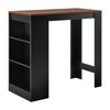 [en.casa]® Mesa De Bar De Bistro Elegante - 110 X 50 X 103 Cm - Mesa Alta Cocina - Barra Integrada Para Bebidas - 3 Estantes - Negro Y Efecto Nogal